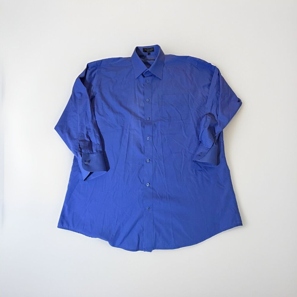 Amanti Mens XL Italian Style Blue Dress Shirt Long Sleeve Button Up